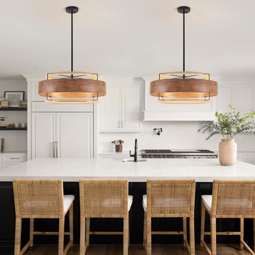 24" Farmhouse Rattan Chandelier