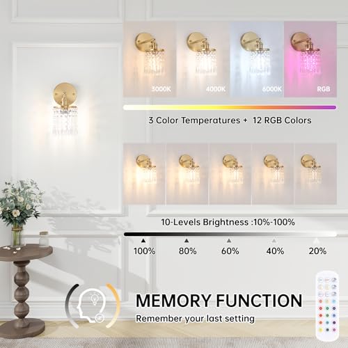 Set of 2 Crystal Battery Operated Wall Sconce (2 Count)