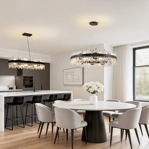 Modern Crystal Chandelier Farmhouse Black Round 2
