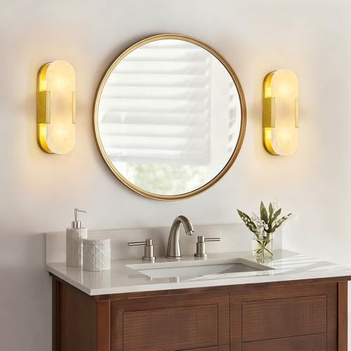 Natural Alabaster Wall Sconces Set of Two (2 Count)