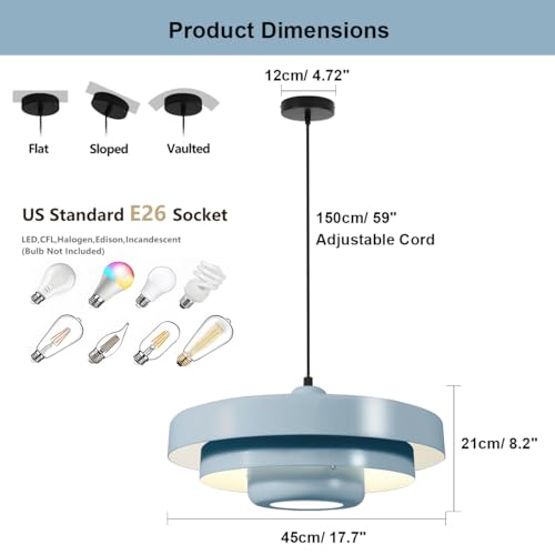 Minimalist Scandinavian Light Blue Pendant Light