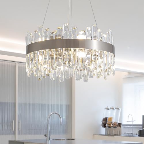 12 Light Modern Crystal Chandelier Ceiling Light Chrome D19.7''