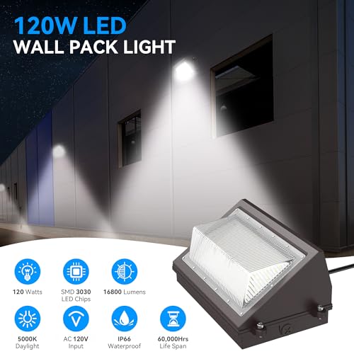 120W LED Wall Pack Light with Dusk (2 Count)