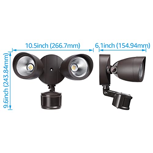 LED Security Light Outdoor Motion Sensor Dusk to Dawn 3000K Bronze