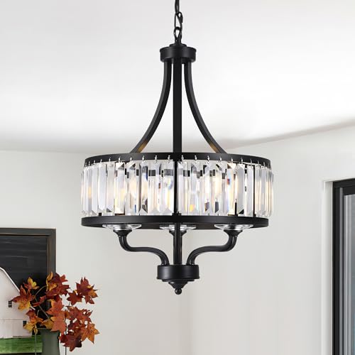 15.75 " Modern Black Crystal Chandelier