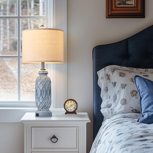Farmhouse Lamps for Bedroom Set of 2 (2 Count)