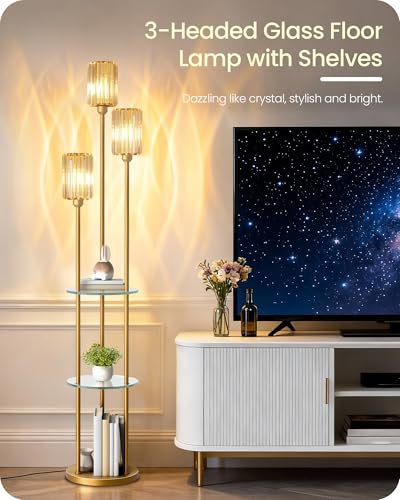 Gold Floor Lamp with Shelves