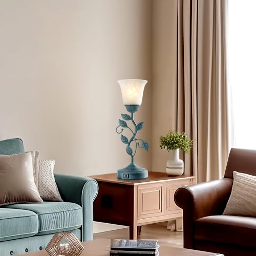 Vintage Touch Table Lamp for Living Room with 2 USB C+A Ports