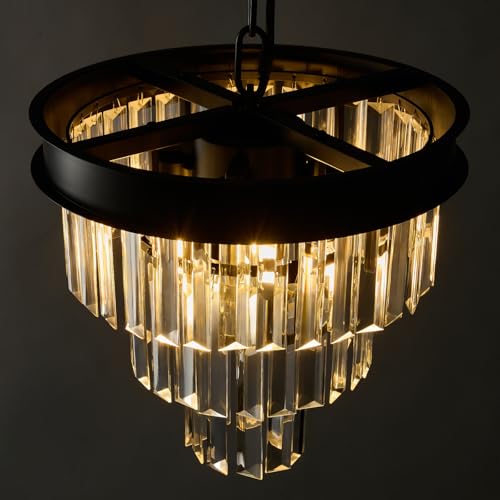 Small Black Crystal Pendant Light