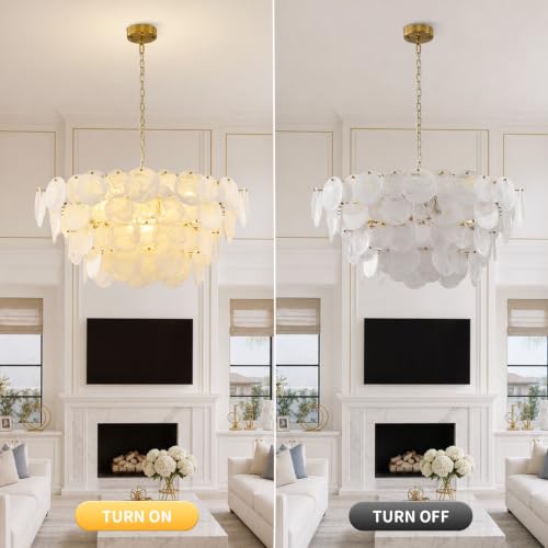 Large Gold Modern Glass Chandelier