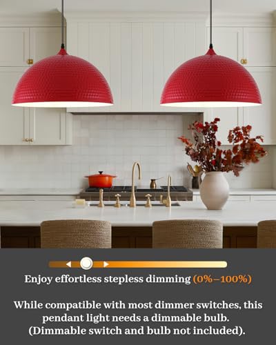 16 inch Red Pendant Light 2 Pack