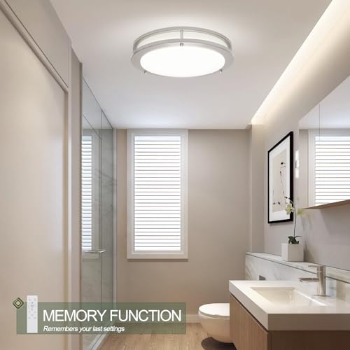 13.01inch LED Flush Mount Ceiling Light Fixture Remote Dimmable Matte Black (2 Count)