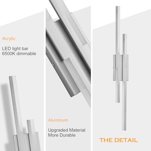 Modern LED Wall Sconce Silver Remote Wall Light Fixtures for Bathroom