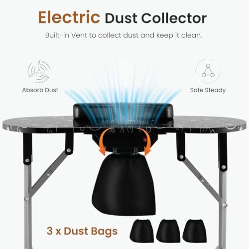 Manicure Table Portable Nail Table Desk with LED Nail Lamp