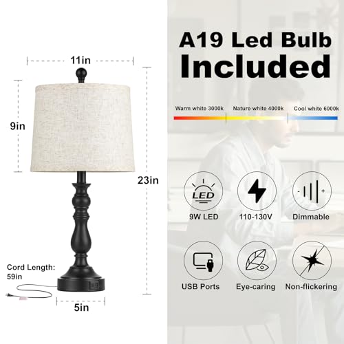 Black Table Lamps Set of 2 (2 Count)