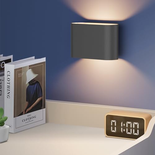 Black LED Wall Sconces 1 Pack Indoor Modern Wall Lights Hardwired Up and Down Interior Wall Mount Light for Living Room Bedroom Hallway Warm White 3000K