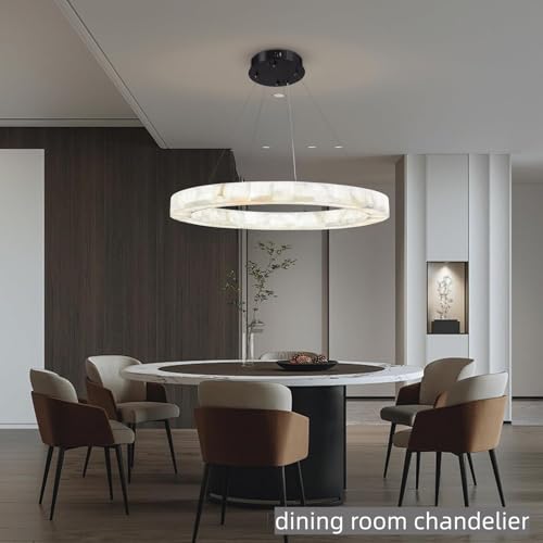 Alabaster Chandelier Spanish Natural Marble Round D30in Chandeliers