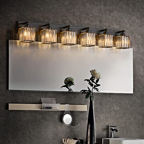 Modern Black Crystal Bathroom Vanity Light