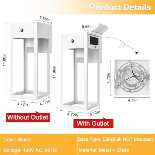 White Porch Lights with Outlet