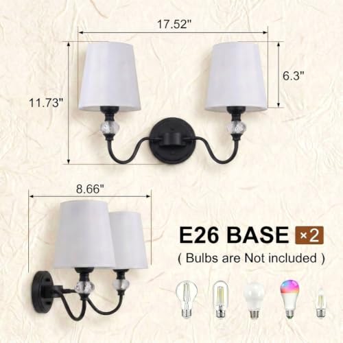 2 Light Vintage Bathroom Vanity Light Fixtures Over Mirror