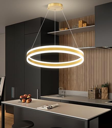 D23.6'' Modern Ring Chandelier for Dining Room LED Dimmable Pendant Lighting High Ceiling Chandelier for Living Room Foyer Bedroom Entryway 3000K