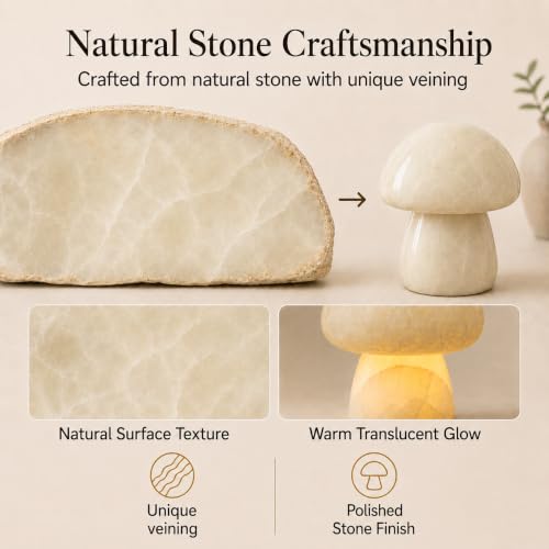 Natural Marble Mushroom Table Lamp