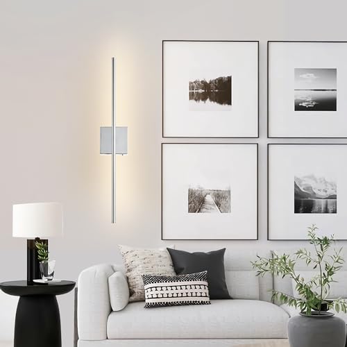 32.2 Inch Wall Sconces Battery Operated for Living Room Chrome (2 Count)