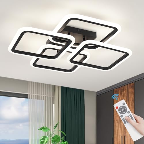 23.6inch Modern LED Ceiling Light 50W Dimmable Ceiling Lamp with Remote Control Square LED Flush Mount Ceiling Light Dining Room