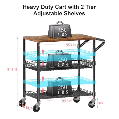 3 Tier Rolling Carts with Wheels
