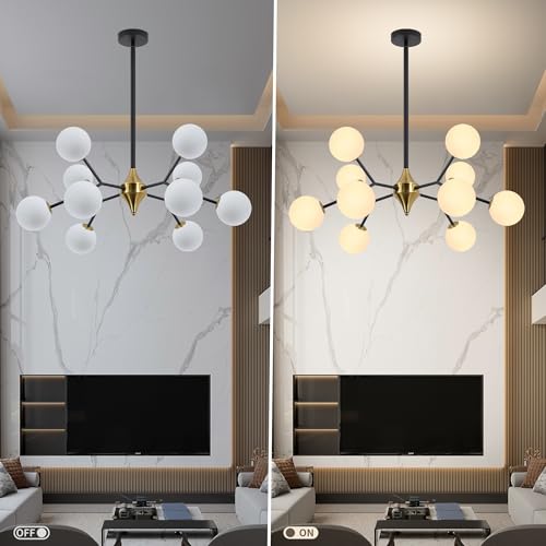 39" Black and Gold Sputnik Chandelier 10