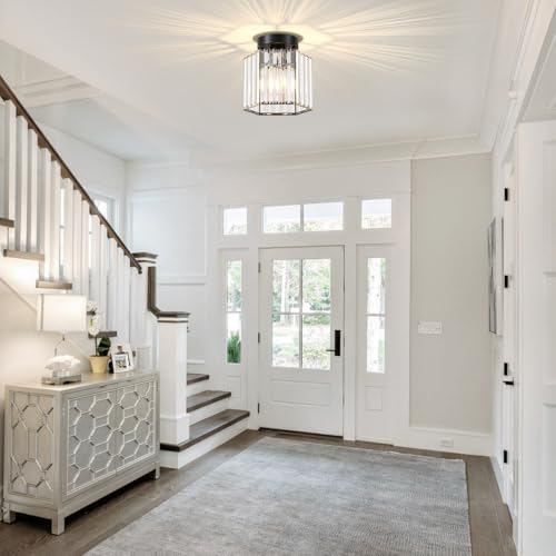 2 Pack Crystal Semi Flush Mount Ceiling Lights Entryway Light Fixture (2 Count)