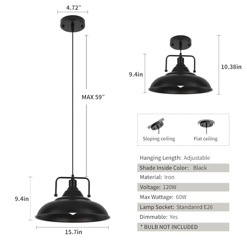 Black Pendant Light (3 Count)
