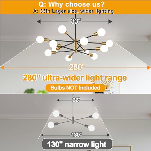 11" 52" Height Adjustable Modern Chandelier Ceiling Light Fixture