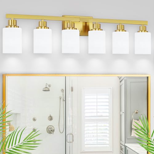 6 Light Gold Bathroom Vanity Light Bathroom Light Fixture 36.8in