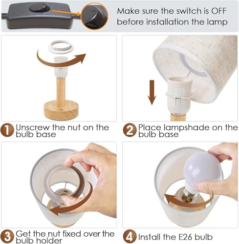 Small Bedside Table Lamps for Bedroom Set of 2 (2 Count)