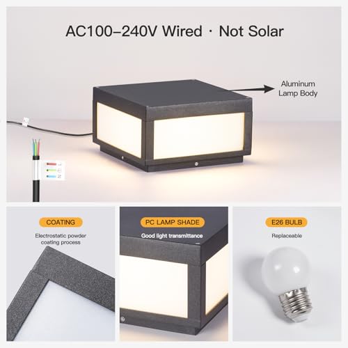 12" Outdoor Post Lights Hard Wired