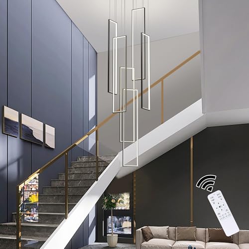 Modern Rectangle LED Chandelier for High Ceilings
