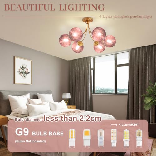 6 Light Pink Chandelier