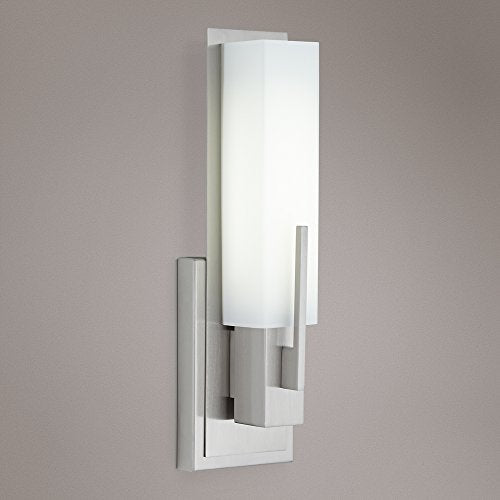 Midtown 15" Nickel and White Glass Modern Wall Sconce Light Fixture