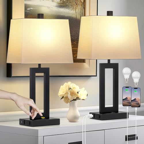 Black Bedside Table Lamp Set of 2 (2 Count)