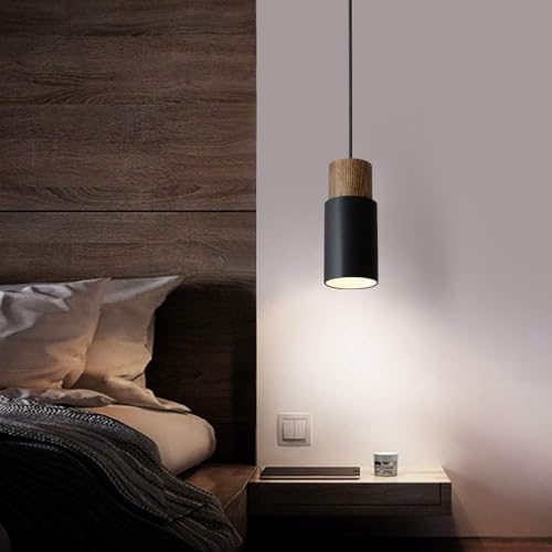 Black and Wood Pendant Light