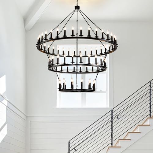 Extra Large 3 Tier Wagon Wheel Chandelier