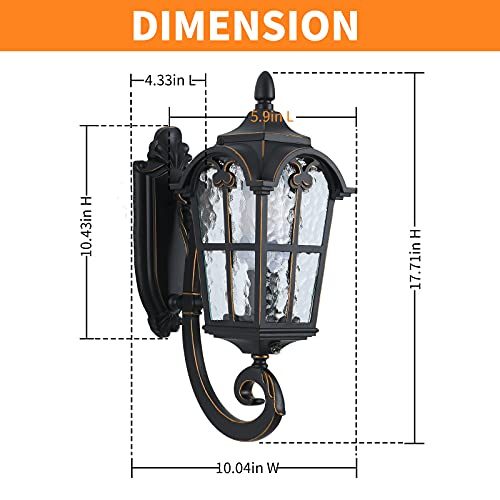 17.71" Dusk to Dawn Sensor Black Outdoor Wall Light Fixture