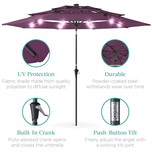 10ft 3 Tier Solar Patio Umbrella