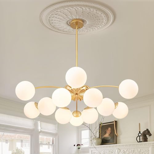 12 Light Milk Glass Pendant Light