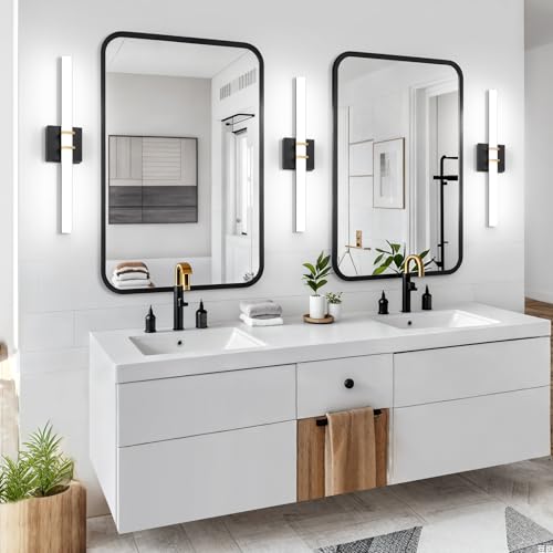 Modern Black and Brass Vanity Light Bar 24 Inch