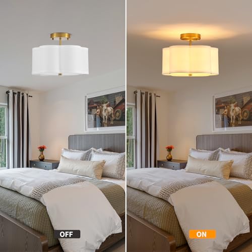 12.9" Gold Semi Flush Mount Ceiling Light