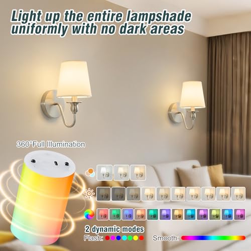 Battery Operated Wall Sconces set of Two (2 Count)