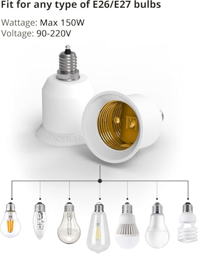 15 Pack E12 to E26 Adapter (15 Count)