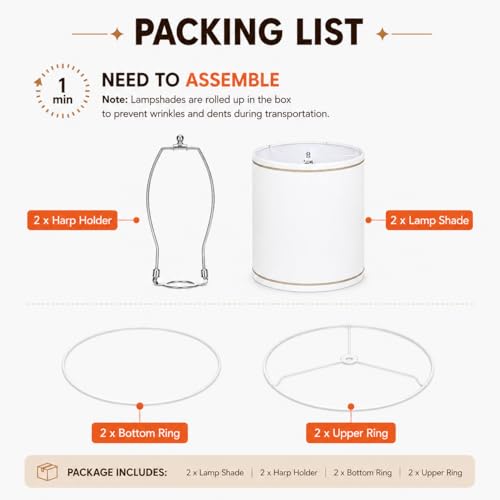 drum Fabric White lamp shades Set of 2 for table lamps